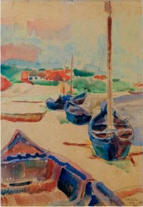 Curonian Boats on the Beach by Max Pechstein
