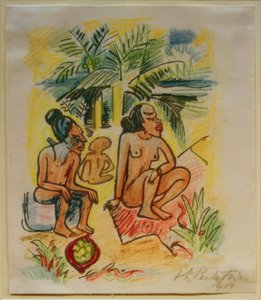 Travel Pictures Italy - South Seas (Three Seated Women) by Max Pechstein