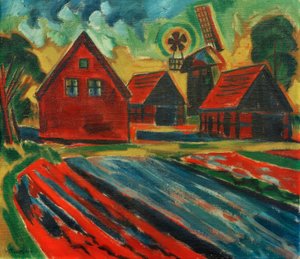 Red Houses with Windmill by Max Pechstein