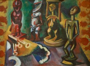 Still Life with Exotic Sculptures by Max Pechstein
