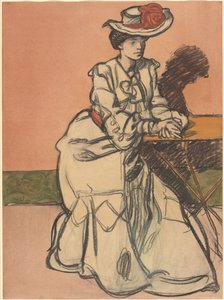 An Elegant Parisienne Seated in a Café