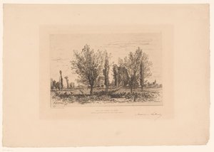 Landscape with Meadow and View of a City by Maxime François Antoine Lalanne (signed by artist)