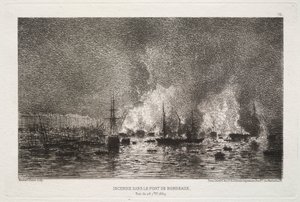 Conflagration in the Port of Bordeaux by Maxime Lalanne