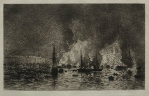 Fire in the Port of Bordeaux by Maxime Lalanne