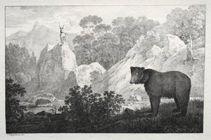 Mountainous Landscape with Bear in the Foreground by Maximilian Josef Wagenbauer