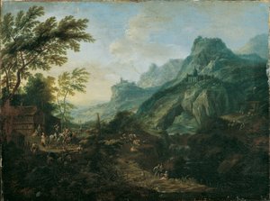 Ideal Mountain Landscape with Homestead
