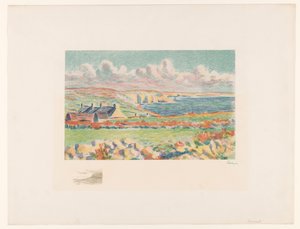 Coastal Landscape with Houses by Maximilien Luce (signed by artist)