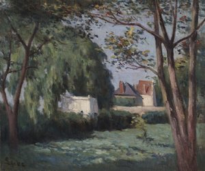 Country Scene with Three Houses and Trees