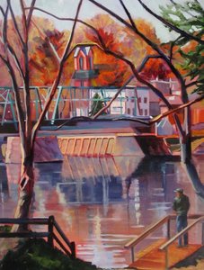 Autumn River Fisherman by Maxine Shore