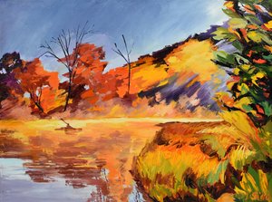 Paddler in Autumn Glow
