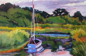 Tranquil Marsh Sailboat
