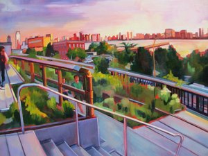 Urban Park Sunset View by Maxine Shore