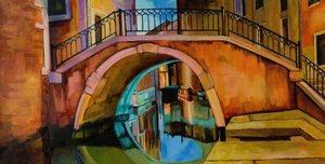 Venetian Canal Bridge by Maxine Shore