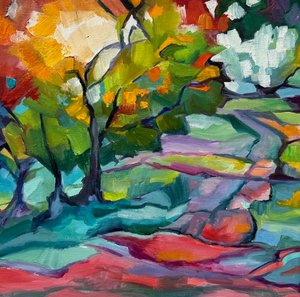 Vibrant Abstract Landscape by Maxine Shore