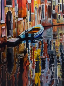 Vibrant Venice Boat by Maxine Shore