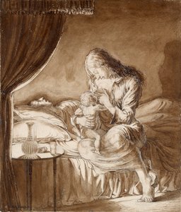 Night Scene-Woman Feeding Her Child, c. 1900s by Maxwell Gordon Lightfoot