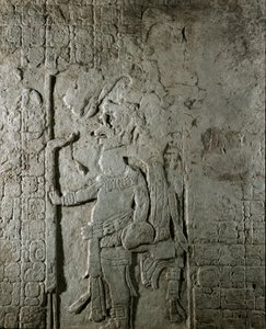 Mayan Panel No. 1 from El Cayo (600-800 AD) Representing a Character Surrounded by Hieroglyphs. Private Collection by Mayan Mayan