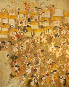 Reconstruction of a Mayan painting from Chichen Itza depicting a battle scene