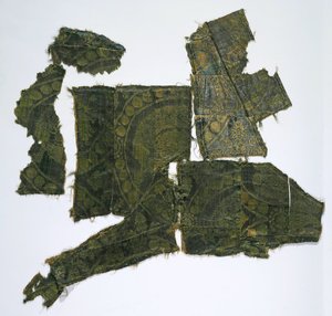 Fragments of a Caftan Covered with a Silk Fabric with a Senmurv Pattern, Moshchevaya Balka Burial