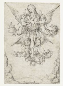 The Elevation of St. Mary Magdalene with Five Angels by Meester van het Amsterdamse Kabinet