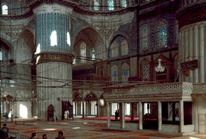 Ottoman art: internal view of the Blue Mosque built between 1609 and 1616 by Mehmet Aga