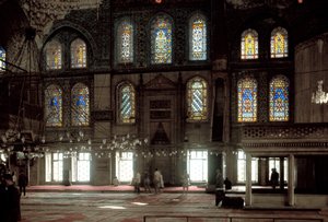 Ottoman art: internal view of the Blue Mosque built between 1609 and 1617 by Mehmet Aga