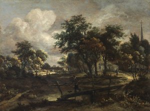 Landscape with a Footbridge by Meindert Hobbema