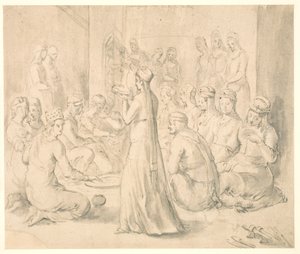 A Group of Turkish Women Dining by Melchior Lorck