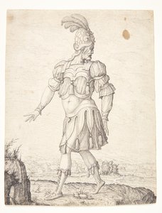 A Man in Roman Dress, Pointing at a Spring by Melchior Lorck