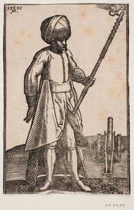 A Gunner by His Cannon, in an Open Landscape by Melchior Lorck