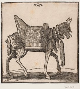 A Magnificently Equipped Mule, Profile to the Right by Melchior Lorck