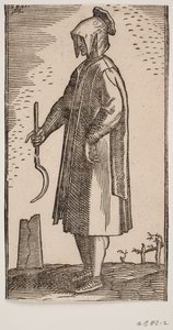 Greek Farmer Holding a Sickle in His Right Hand by Melchior Lorck