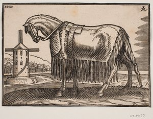 Horse Covered with Caparison, Profile to the Left by Melchior Lorck