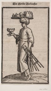 Peddler of Refreshing Beverages, Walking Toward the Left Side by Melchior Lorck