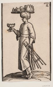 Peddler of Refreshing Beverages, Walking Toward the Left Side by Melchior Lorck