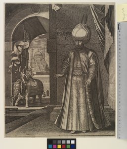 Portrait of Sultan Suleiman the Magnificent (standing) by Melchior Lorck