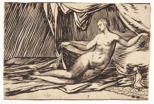 Reclining Naked Woman under a Tent-like Drapery
