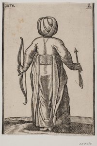 Standing Archer, Seen from Behind; in Left Hand a Bow, in Right Hand an Arrow by Melchior Lorck