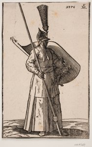 Standing Soldier with Lance and Shield by Melchior Lorck