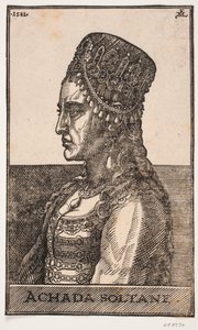 Portrait of a Sultaness, Profile to the Left: ACHADA SOLTANE by Melchior Lorck
