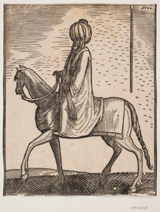 Unarmed Turban-Clad Rider, Profile Towards the Left; in the Upper Right Area of the Picture, a Separate Delineation of a Stick by Melchior Lorck