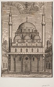Unidentified Mosque with a Dragon-like Devil Hovering Above by Melchior Lorck