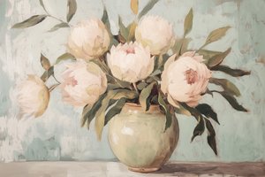 Blushing Peonies Still Life by Melloi Art Prints