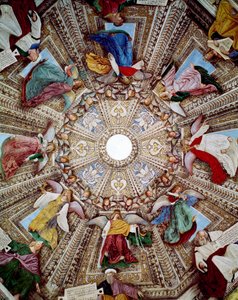 Representations of Prophets and Angels Fresco by Melozzo da Forli Cupola of the Sacristy of Saint Mark, Sanctuary of Santa Casa, Loreto by Melozzo da Forli