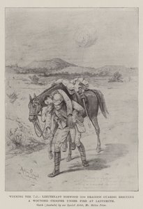 Winning the VC, Lieutenant Norwood (5th Dragoon Guards) Rescuing a Wounded Trooper Under Fire at Ladysmith by Melton Prior