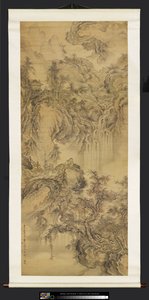 Landscape with figures, bees and monkeys by Meng Lan
