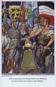 Unity of the German Peoples, Propaganda Postcard by Mesopotamian