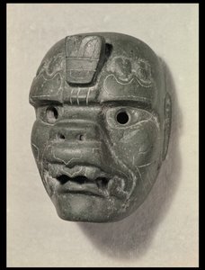 Feline mask of a man, from Oaxaca, Pre-Columbian by Mexican School