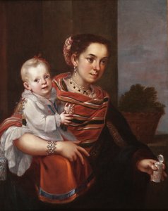 Morisca Woman and Albino Girl by Mexican School