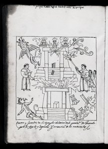 Franciscans Burning Temples, Illustration from Historia de Tlaxcala by Diego Munoz Camargo by Mexican School